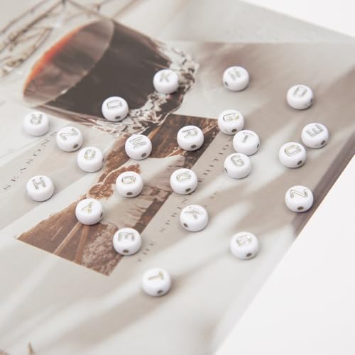 1000pcs 4x7mm Round Letter Beads White Acrylic with Silver Letter Alphabet for Jewelry Making Friendship Bracelets (Silver White) - color: Silver White