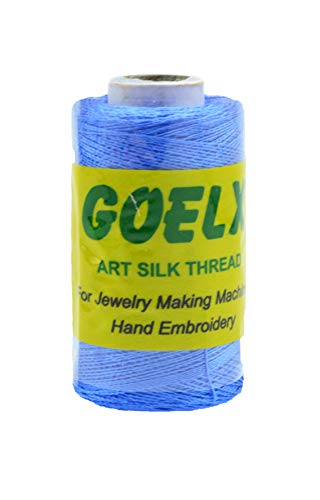 Goelx Silk Thread by Shade No for Jewelry, Tassel Making, Embroidery, Crafts, Shiny Soft Thread Spools - Blue - 50 - color: Blue - 50
