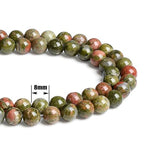 QINJIEJIE 100pcs 8mm Unakite Round Loose Beads, Brown and Pink - color: F-Unakite, size: 100PCS
