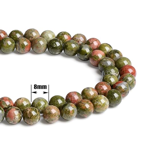QINJIEJIE 100pcs 8mm Unakite Round Loose Beads, Brown and Pink - color: F-Unakite, size: 100PCS