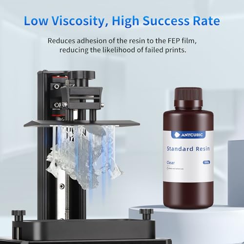 ANYCUBIC 3D Printer Resin, 405nm SLA UV-Curing Resin with High Precision and Quick Curing & Excellent Fluidity for LCD 3D Printing (Clear, 500g) - color: Clear, size: 500g