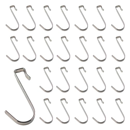 20Pcs J Shaped Stainless Steel Hanger Hook,Clip-on Wire Rack Hook, Hanging Sink Grid Hooks Wire Shelf Hooks for Kitchen Bedroom Office, Silver - color: Silver, size: 0.34"
