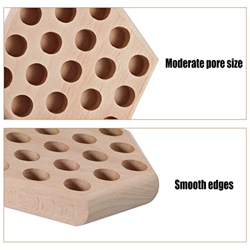 Wooden Pliers Organizer - Hexagon Pliers Rack with 19 Holes - Beech Wood - Brown - 5 x 5 x 0.88 inches - Indoor Use - Tabletop Mounting - No Assembly Required - style: Hexagon