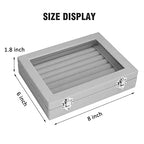 Vicoter Rings Organizer Tray 7 Slots Velvet Jewelry Earring Storage Box with Transparent lid Jewelry Display Case for Girls Wife Mom Women (Grey) - color: Grey