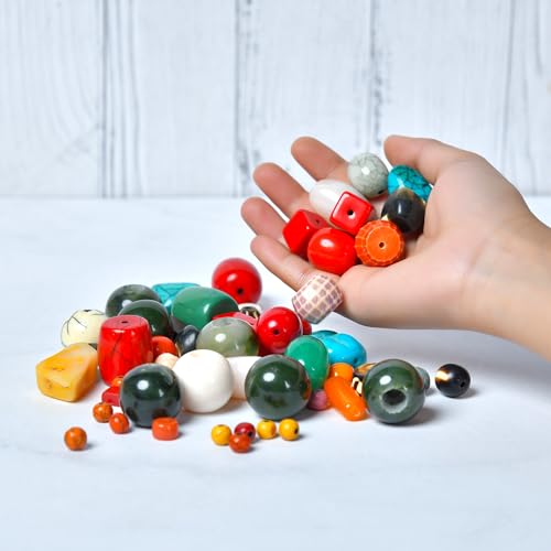 1/2 LB Bag of Assorted Resin Beads for Jewelry Making, Bracelets and Necklaces, Crafting Beads Supplies Kit, Large & Small Beads - color: Resin Mix