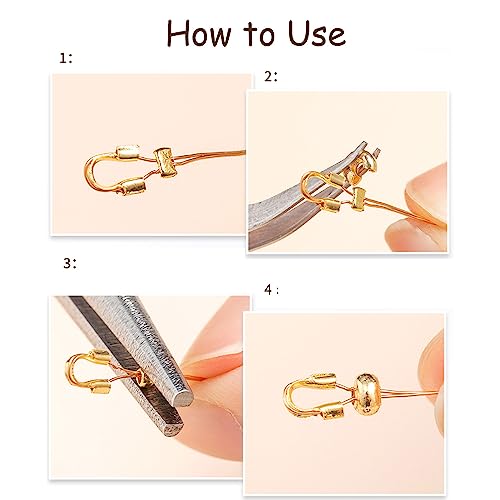 600 Pieces Crimp Bead Covers 4mm Open Half Round Crimp Bead Knot Cover Small Beads for Jewelry Craft Making - color: Gold & Silver