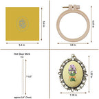 ZOCONE 4 Packs Embroidery Necklace Kits, Embroidery Pendant Kit Mini Cross Stitch Kit with Hoop, Necklace, Pendant, Stamped Pattern Cloth, Instructions, etc. Embroidery Kits for Adults - color: 4 Packs-D
