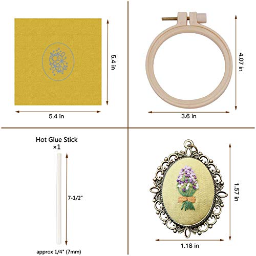 ZOCONE 4 Packs Embroidery Necklace Kits, Embroidery Pendant Kit Mini Cross Stitch Kit with Hoop, Necklace, Pendant, Stamped Pattern Cloth, Instructions, etc. Embroidery Kits for Adults - color: 4 Packs-D