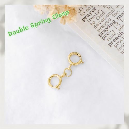 14K Yellow Gold Jewelry Clasp Necklace Extender, Double Lobster Clasp Bracelet Extension Connector for DIY Necklace Bracelet Anklet Jewelry Making, 14K Gold Double Spring Clasp (Style 3) - style: Style 3