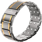 POLLDAN® 3X Power Magnetic Bracelets For Men | 6200 Gauss Strength Mens Titanium Bracelet with Fold-Over Clasp, Adjustable Length, Gift Box, Sizing Tool | Innovative Magnets Alloy - Patent - color: Silver Gold