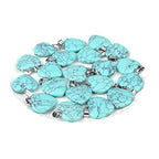 LE SKY 20 Pcs natural stone pendants heart shape healing stone charms for jewelry making - color: blue turquoise