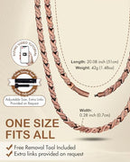 Feraco Copper Necklace for Men Women, 99.99% Pure Copper Magnetic Chains with 3500 Gauss Ultra Strength Neodymium Magnets, Adjustable Jewelry Gift with Sizing Tool - style: Fishtail