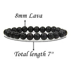 Angelstones Handmade Natural Healing Gemstone 8mm Round Beads Stretch Crystal Bracelet 7 Inch Unisex - color: Lava