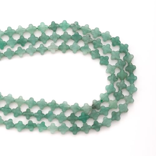 8mm Natural Green Aventurine Gemstone Faceted Clovers Beads Four-Leaf Spacer Loose Beads for DIY Jewelry Making Beads - color: Green Aventurine