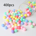 400 Pcs Matte Craft Beads, 10 mm Colourful Acrylic, Opaque Multicolor Pony for Jewellery Making DIY Necklaces Bracelet (1cm) - color: Matt colourful / 10 mm