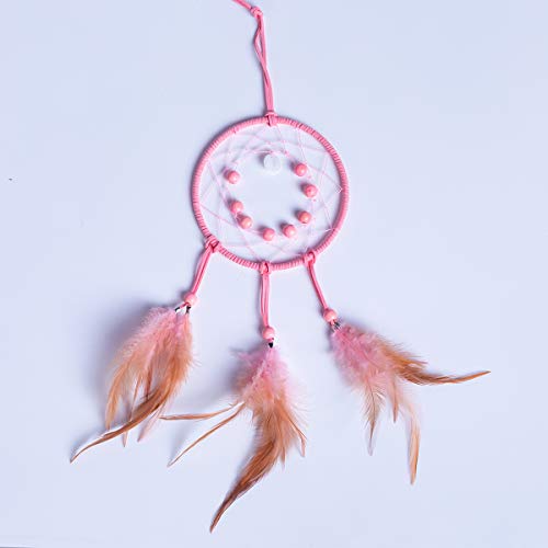 DIY Dream Catcher Beginner Kit, Making Dream Catcher Supplies Include Metal Hoop, Feathers, Faux Suede Cord, Thread, Wood Beads (Pink) - color: Pink