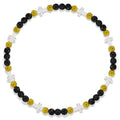 Beaded Baseball Necklace | Adjustable Sports Rope Chain with Baseball Cross Charm - Great Baseball Drip Gift for Players and Fans - color: Black-Yellow-Wht