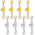 Magnetic Clasp Converter, Heart Design Lobster Clasps for Necklaces and Bracelets, Gold and Silver (4golden+4silvery) - color: 4golden+4silvery
