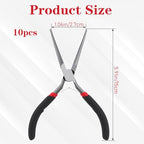 10 PCS 6 Inch Extra Long Needle Nose Pliers, Mini Precision Jewelry Pliers with Comfort Grip, Needle Nose for Jewelry Making, Repair, Crafts