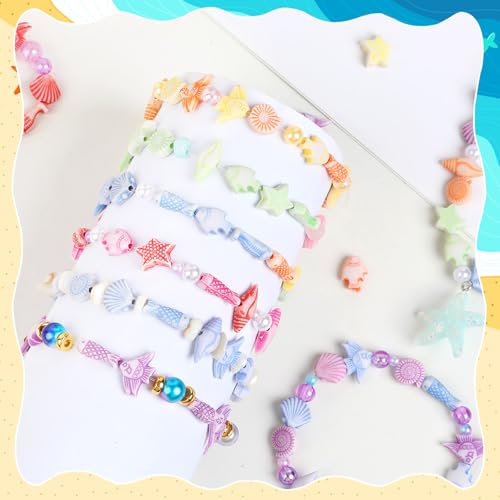 Augshy 700pcs Cute Acrylic Mini Shell Fish Starfish Beads for Party Decoration Making DIY Craft Accessories - style: Ocean Style