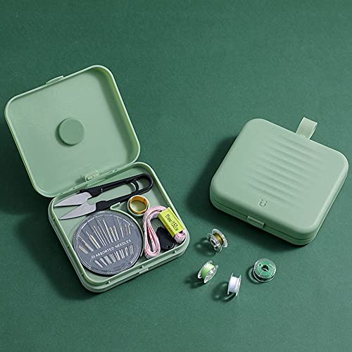 Small Sewing kit Travel Size, Mini Sewing Kits Storage-Box Gifts for Adults, Beginners DIY Easy Embroidery Thread Needle Accessories,Home and Hand Sewing Supplies, Basic Emergency Needle case (Green) - color: Green