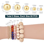 PH PandaHall 300pcs 18K Gold Plated Spacer Beads, 5 Sizes Smooth Long-Lasting Spacer Beads Metal Round Beads Brass Loose Beads for DIY Bracelet Necklace Earring Jewelry Making, 2/3/4/5/6mm - size: 2/3/4/5/6mm