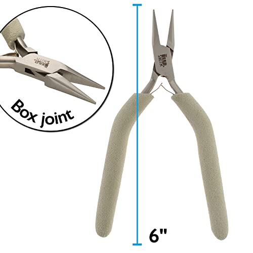 The Beadsmith Chain Nose Pliers, 6.25 inches (159mm), Polished Steel Head with Elongated Handle & Double-leaf Spring - style: Chain Nose
