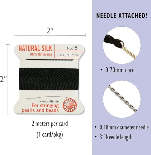 Griffin Bead Cord 100% Natural Silk Black #6