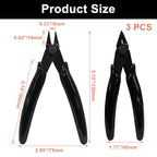 Murtenze 3 Pack 170ii Wire Flush Snips Micro Wire Cutters, Blue Nippers Diagonal Cutters 3D Printer Filament Pliers Tool for Cutting Electronics,Wires(5 Inch, Black) - color: Black