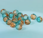 100Pcs 10mm Crackle Glass Beads for Jewelry Making - Round Spacer Crystal Beads Bulk, DIY Craft Supplies for Necklace Bracelet Earrings (Brown Blue) - color: Brown Blue