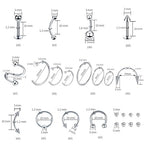 TKKUY 94PCS Mixed-pack Piercing Kits for All Body Piercings Stainless Steel 14G 16G 20G Jewelry and Needle with Tools Nose Septum Lip Ear Belly Button Cartilage Tragus