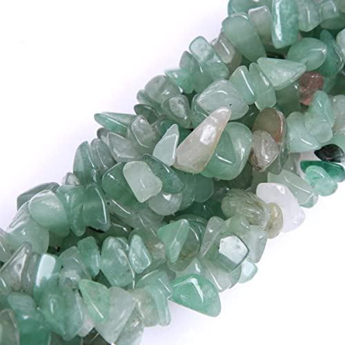 HAAMIIQII 5-8mm Natural Green Aventurine Chips Beads Irregular Chip Stones Loose Gemstone Energy Healing Beads for Jewelry Making Strand 30 Inch - color: Green Aventurine