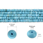 170pcs 4x2mm Natural Blue Turquoise Disk Rondelle Spacer Stone Semi Precious Gemstone Loose Beads for Jewelry Making 15 Inch - color: Blue Turquoise