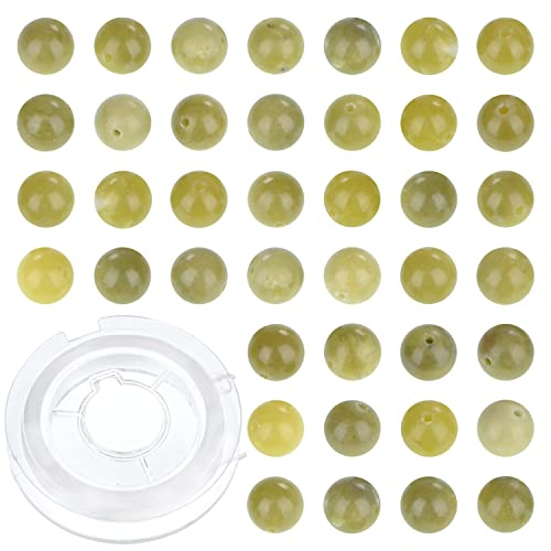 6mm 200pcs Natural Canadian Jade Gemstone Round Loose Beads for Jewelry Making with Crystal Stretch Cord - color: Canadian Jade, size: 6mm