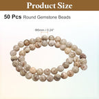 HARFINGTON 50pcs Natural Stone Beads 6mm Elongation Round Gemstone Stone Loose Beading Real Genuine Smooth Balls Bead for Jewelry Making Bracelets Necklace Earrings DIY - color: Elongation Stone, size: 6mm