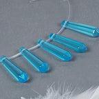 50mm Synthetic Blue Glass Hexagonal Wand Jewelry Making Crystal Pointed Chakra Reiki Healing Beads 2mm Hole Drilled(Pack of 5) - color: Synthetic Blue Glass
