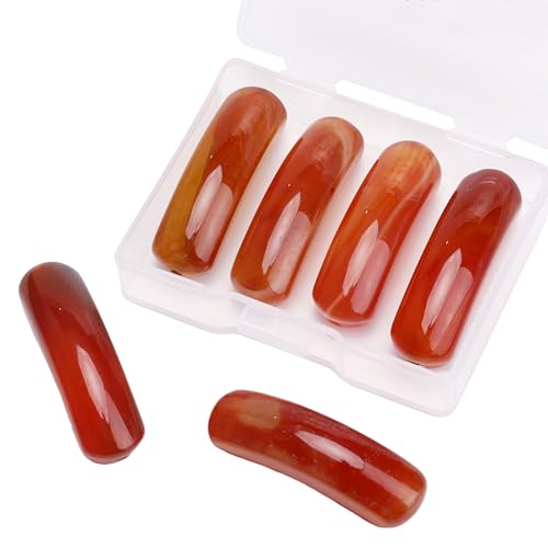 BEADIA Natural Curved Red Agate Stone Beads 36x10mm 4pcs for DIY Bracelet Jewelry Making - color: Red Agate