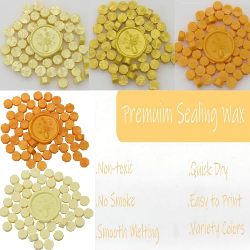 250Pcs Yellow Mix Sealing Wax Beads for WaxSeal Stamp, WaxSeal Beads Set with 5 Colors Perfect for Gift Sealing, Letter Wax Sealing (250, Yellow Mix) - color: Yellow Mix