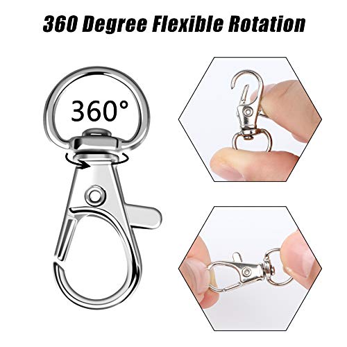 100PCS Swivel Snap Hooks with Key Rings, 50Pcs Key Chain Clip Hooks and 50Pcs Key Rings, Lanyard Lobster Claw Clasps for Keychains Jewelry Art Crafts - color: Silver