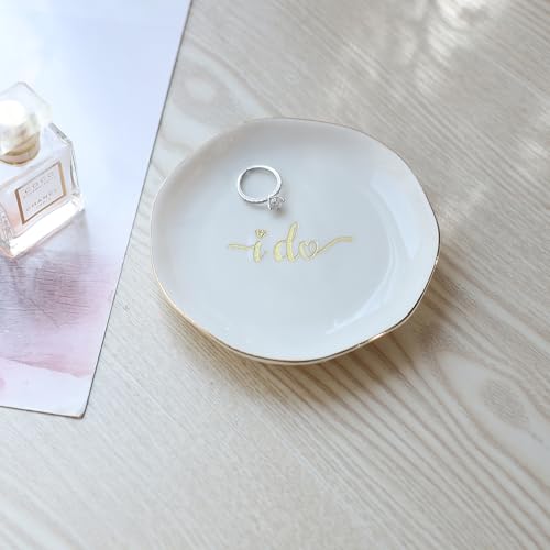 HOME SMILE I Do Ring Dish,Engagement Engaged Wedding Bridal Gifts for Newly Engaged Friend,Daughter, Sister,Newlyweds,BFF,Ceramic White - style: I Do