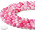 Natural Stone Beads 100pcs 8mm Pink Tourmaline Jade Round Stone Beading Loose DIY Smooth Beads for Bracelet Necklace Earrings Making - color: Pink Tourmaline Jade, size: 100pcs