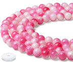 Natural Stone Beads 100pcs 8mm Pink Tourmaline Jade Round Stone Beading Loose DIY Smooth Beads for Bracelet Necklace Earrings Making - color: Pink Tourmaline Jade, size: 100pcs