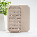 Velvet Ring Organizer Display Tray Jewelry Box Earring Holder Case for Wedding Birthday Christmas Day (Beige) - color: Beige