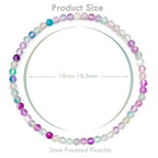 BONNY BOXX Natural Genuine Gemstone Faceted Round Beads Bracelets, 3mm Adjustable Stretchy Tiny Faceted Black Tourmaline Bracelet, Healing Crystal Reiki Chakra Dainty Jewelry Fashion Gifts - color: Fluorite