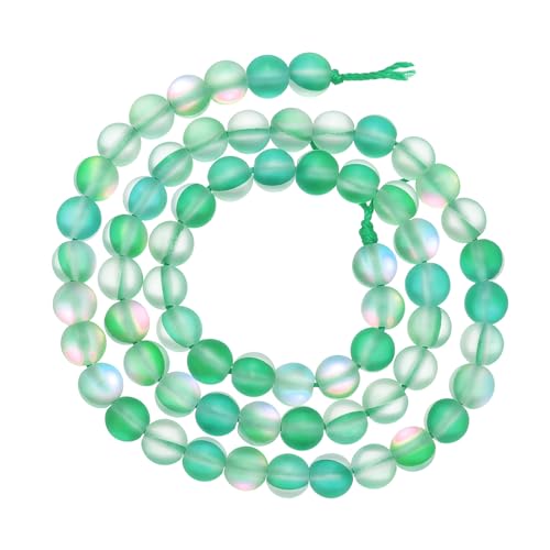 uxcell Matte Crystal Glass Beads 6mm Synthetic Frosted Shining Semi-Precious Round Loose Beads Synthetic Moonstone for Jewelry Making DIY Bracelet, Green - color: Green, size: 6mm