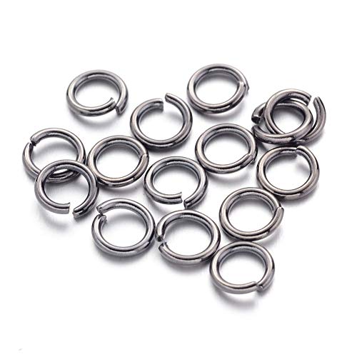 KISSITTY 50g Black Plated Brass Open Jump Rings 6x1mm Round Chainmail Jewelry Making Connectors (About 450pcs) - color: Black#6mm