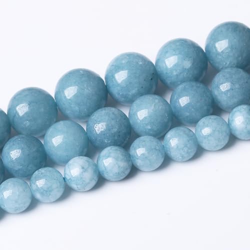 Blue Chalcedony Beads Gemstone Round Crystal Energy Jade Stone Beads for Jewelry Making DIY Bracelet Necklace 1 Strand 15.5inch 45PCS 8MM - color: Blue chalcedony, size: 8MM