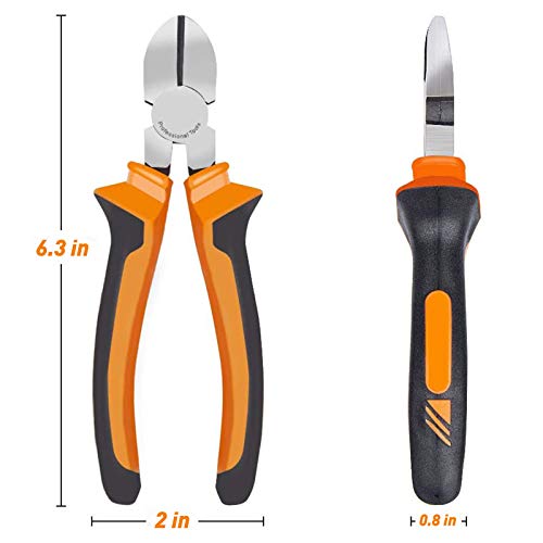 BOENFU Wire Cutter for Artificial Flowers and Crafts, 6 inch Side Cutters Chicken Wire Cutters Heavy Duty Diagonal Cutting Pliers Wire Clippers, Orange - color: 6 Inches - Orange Handle - Diagonal Cutters