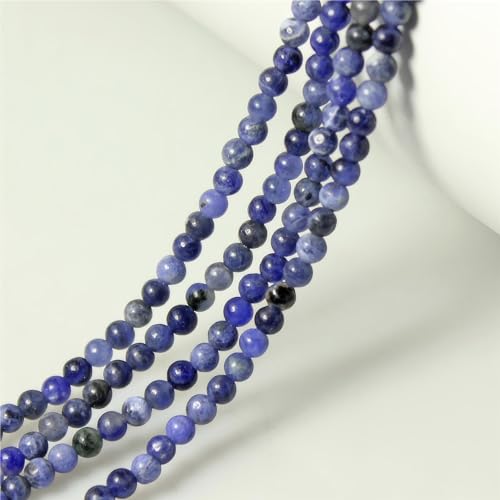 MJDCB 225pcs Natural Small Stone Beads 3mm Sodalite Round Smooth Loose Gemstone Bead for Jewelry Making Bracelets Earrings Necklaces Accessories - color: Sodalite