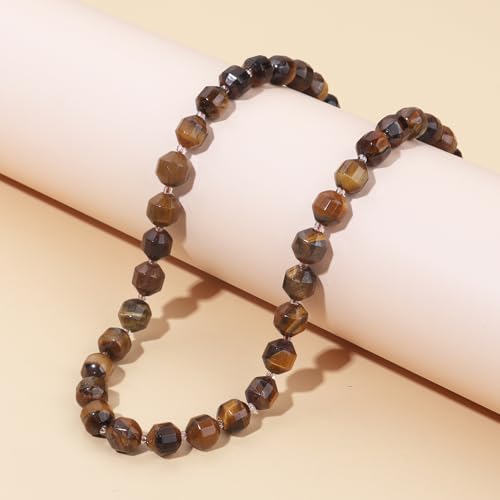 8mm Faceted Natural Tiger Eyes Stone Loose Round Semi Gemstone Beads for Bracelet Necklace Jewelry DIY Making - color: Tiger Eyes-1